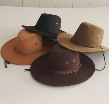 Erkek Yaz güneş şapkası Düz Renk Serin Batı kovboy şapkası Düz Düz Renk erkek Doruğa Kap Büyük Batı Halat Şövalye kovboy şapkası 1