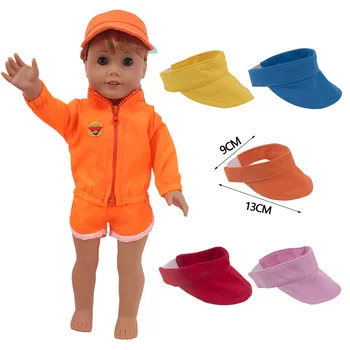 Oyuncak bebek giysileri Kapaksız Güneşlik Spor Büyük şapka, Normal Kenarlı Şapka Fit 18 İnç Amerikan Kaynaklı ve 43Cm Doğan Bebek Bebek Aksesuarları