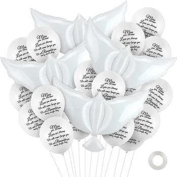 40 Adet Beyaz Anıt Balonlar Lateks Balonlar 12 inç Beyaz Cenaze Balonlar Özledim Sonsuza Dek Güvercin Balonlar Ölüm Cenaze Dekor