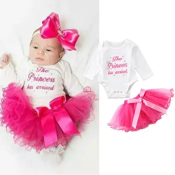 2 adet Bebek Kız Giysileri Yenidoğan Romper Bodysuit + Tutu Elbise Etekler Kıyafetler Set Romper Bebek büyür Kıyafetler
