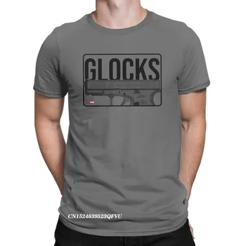 Vintage Glocks Glock Tabanca T-Shirt Erkekler Yuvarlak Yaka Premium Pamuk Tshirt Harajuku Tee Gömlek doğum günü hediyesi Elbise