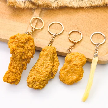 Kızarmış Tavuk Simülasyon Gıda Anahtarlık Patates Kızartması Baget Tavuk Nuggets Anahtarlık Restoran Müşteri Hediye Şef Aşçı Anahtarlık