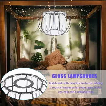 Lamba gölge tonları ışık kolye abajur cam kapak Metal tavan asılı kafes Vintage demir halka Modern masa değiştirme 2