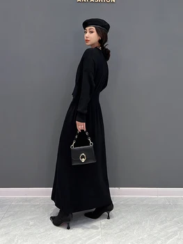 XITAO Düzensiz Örgü Elbise Moda Rahat Düz Renk Yanlış İki Adet Kazak Elbise Sonbahar Mizaç Yeni WLD13151 2