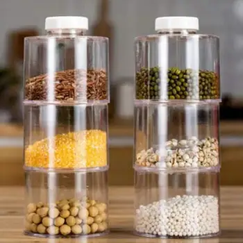 6Pcs Spice Tower Stackable Transparent Seasoning Tower Plastic Seasoning Cans food storage containers контейнер для хранения