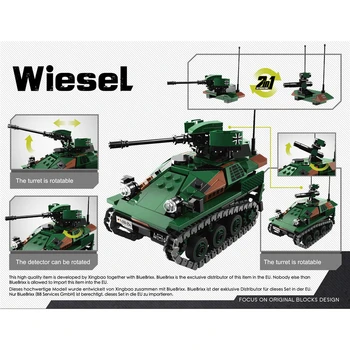 Yeni Xingbao 06054 Almanya Askeri Silahlar Serisi 394 pcs Wiesel AWC Havadan Anti-tank Araç Yapı Taşları Tuğla WW2 Oyuncaklar 2