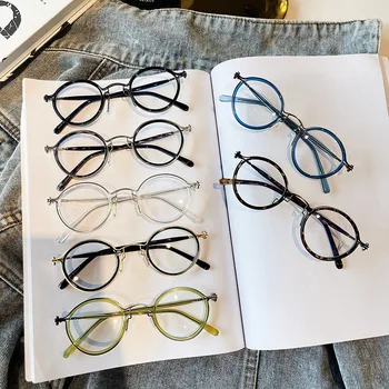 SO & EI Retro Oval Anti-Blu-Ray Kadınlar Lüks Gözlük Çerçeve Moda Bahar Menteşe TR90 Metal Erkekler Optik Mavi Yeşil Gözlük çerçeve 2