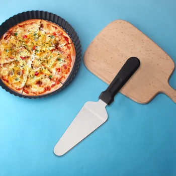 Pizza Araçları Büyük Rulo Paslanmaz Çelik Pizza Kesici Üçgen Pizza Kürek Çerez Kek Rulo Tekerlek Makas Bıçak Pişirme Malzemeleri 2