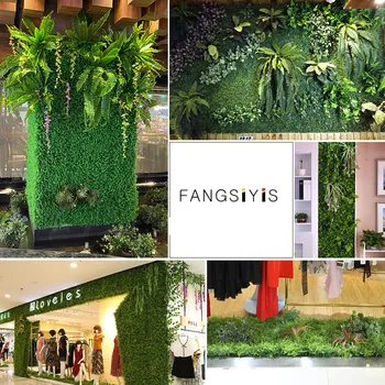 40X60cm Bitki Duvar Çim Düğün Arka Plan Aksesuarları UV Koruma Açık Çim Yeşil Plastik Bahçe Otel Dekorasyon Dükkanı 2