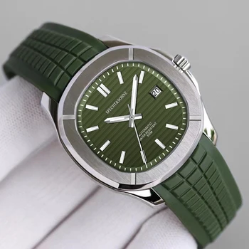Yeşil Erkekler Saatler Üst Marka Lüks 9mm Ultra İnce Mekanik Otomatik Saat Su Geçirmez Tarih İş Kol Saati Hediye Kutusu ile 1