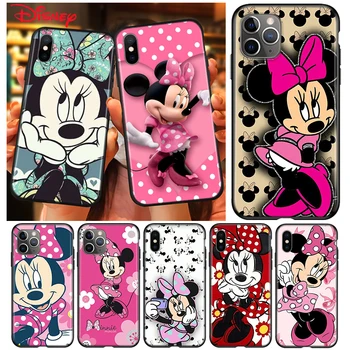 Disney Minnie Mouse Telefon Kılıfı İçin Apple iPhone 14 13 12 11 Pro Max Mini XS Max X XR Silikon Siyah Kabuk
