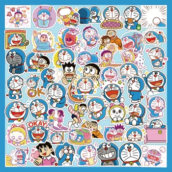 60 adet Doraemon Anime Çıkartmalar Karikatür Dekorasyon Dizüstü Kaykay Sticker Sevimli Etiket Paketi Oyuncaklar Kızlar için Dizüstü Cilt 1