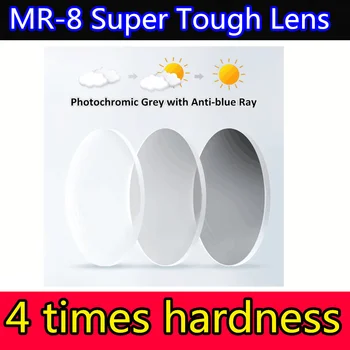 Yüksek kaliteli MR - 8 süper sert 4 kez sertlik 1.56 1.61 1.67 Anti-mavi ışık fotokromik optik reçete asferik lens