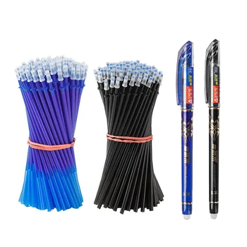 2 + 50 adet / takım 0.5 mm Mavi Siyah Mürekkep Jel Kalem Silinebilir Dolum Çubuk Silinebilir Kalem Yıkanabilir Kolu Okul Yazma Kırtasiye jel mürekkep kalemi 1
