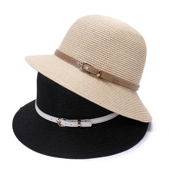 Yeni Doğal Panama Yumuşak Şekilli Hasır Şapka Yaz Kadın Erkek Geniş Ağız Plaj Kemeri güneşlikli kep UV Koruma Fedora Şapka Ayarlanabilir 2