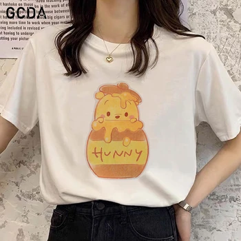 Pooh Ayı bal kavanozu Yeni Varış Tshirt Vestidos Harajuku Pop Güzel Gevşek Kawaii Kadın Moda Winnie the Pooh T-shirt