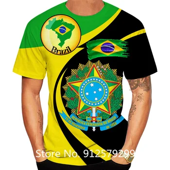2022 Yeni Moda Brezilya Bayrağı 3d Baskılı T Shirt Erkek / Kadın Serin Streetwear Brezilya Bayrağı Kısa Kollu Tee Casual O-boyun T-shirt