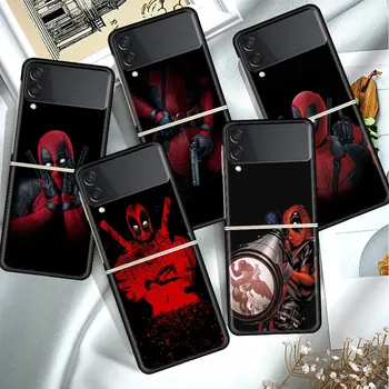 Komik Kahraman Deadpool Telefon samsung kılıfı Galaxy Z Flip 3 Flip 4 5G Siyah Sert PC Anti-vurmak arka kapak Flip3 Funda Flip4 Kabuk