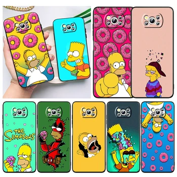 Anime Simpsons Aile xiaomi için telefon kılıfı mi Poco X4 X3 NFC F4 F3 GT M5 M5s M4 M3 Pro C40 C3 5G Yumuşak Kapak Siyah Funda