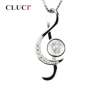 CLUCI Gümüş 925 Müzik Not Şekilli İnci Kolye Montaj Kadınlar Takı Yapımı için 925 Ayar Gümüş Takılar Kolye SP020SB