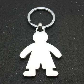Marka Tasarım Gümüş Renk Paslanmaz Çelik Anahtarlık Güzel Küçük Kız Küçük Çocuk Anahtarlık Çanta Kolye araba anahtarlığı Aksesuarları 2
