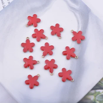 30 adet 10 * 12mm Bakır Renkli Küçük Çiçek Takılar Her İki Taraflı Emaye Kolye DIY Takı Küpe Yapımı 2