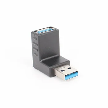 Üst Dirsek USB 3.0 Erkek Kadın Dik Açı Veri Uzatma Bilgisayar Adaptörü L Tipi 90 Erkek Kadın USB Adaptörü
