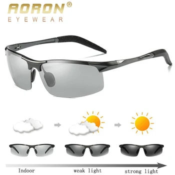 AORON Erkekler Fotokromik Polarize Güneş Gözlüğü Alüminyum Çerçeve UV400 güneş gözlüğü Erkek Gözlük Sürüş Gözlük