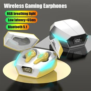 TWS Oyun Kulaklık Bluetooth 5.1 kablosuz kulaklıklar Düşük Gecikme Stereo müzik kulaklıkları Oyun mikrofonlu kulaklık LED Ekran