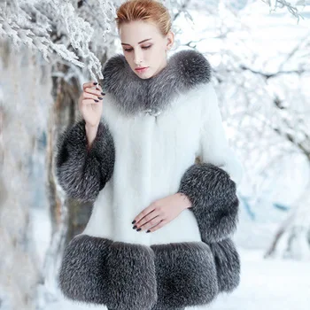 Kış 2022 Vizon kürk Moda kadın Artı Boyutu Ceket, Uzun Vizon kürk Rahat Ceket, kadın Tilki kürk 2