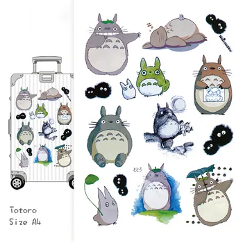 1 ADET A4 Totoro Çıkartmalar Bagaj Çıkartmaları Bavul Termos Bilgisayar Karikatür Hayvan Buzdolabı Su Geçirmez Kadın 1