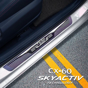 Mazda için CX60 Kapı Eşiği Koruyucu Araba Aksesuarları Otomatik Eşik sürtme plakası Çıkartmalar Çelik Pedal Trim Styling 2022 2023 2024 1