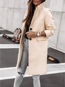 2021 Casual Cepler Kadın Takım Elbise Ceket Vintage Ofis Bayan Çentikli Yaka Ekose Kadın Zarif Blazer Tek Düğme sonbahar ceket satın almak online | Kadın giyim / Birebiregitim.com.tr 11