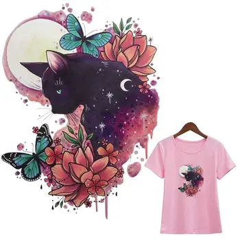 Kedi Aşk Kelebek Çıkartmalar Transferler Yeni moda yıkanabilir Dıy ısı Transferi T-Shirt kot dekorasyon demir On Patch