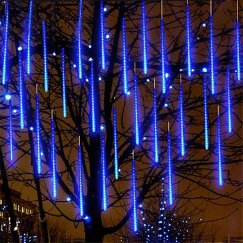Noel çelenk dize ışık Meteor duş yağmur ışık 50 CM 8 tüp açık havada kar düşen ışık için noel ağacı düğün parti 1