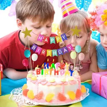 Bebek 1st mutlu doğum günü Tatlı Masa Dekorasyon Mini Mutlu Doğum Günü Afiş Yıldız tozu altın Kek Topper Cupcake Toppers Bayrakları 2