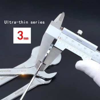 3mm Ultra ince Evrensel Açık Uçlu Anahtarı Çok Fonksiyonlu Çift Başlı Anahtarı Yüksek Karbonlu Çelik Anahtarı Tahrik Mili 1 Adet