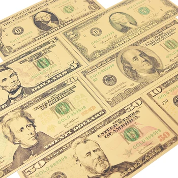 7 adet / grup Para Koleksiyonu Ev Dekorasyon Hediye için ABD Altın Folyo Banknot Amerika Sahte Banknot Dolar Banknot Kağıt