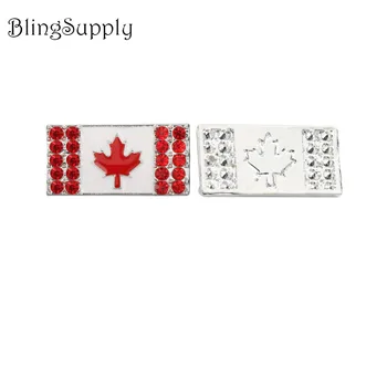 Ücretsiz kargo 50 ADET Kanada bayrağı rhinestone düğme bezeme (BTN-5696)
