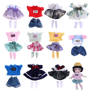 Bebek giysileri 16 cm Bjd OB11 oyuncak bebek giysileri Şapka T-shirt Kısa 1/8 Aksesuarları takım kıyafet Etek Hoodie Ayakkabı Giydirme Kız İçin 1