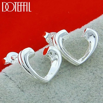 DOTEFFIL 925 Ayar Gümüş Aşk Kalp Saplama Küpe Kadın Düğün Nişan Moda Parti Charm Takı 1