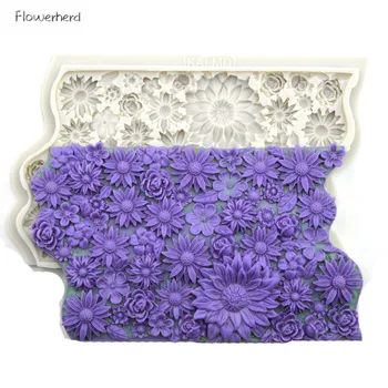 DIY Çiçek Kalıp krizantem çiçeği Şube Fondan Kek silikon kalıp Kek Dekorasyon Araçları Çikolata Kalıp Dıy Pişirme Araçları