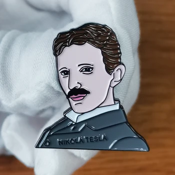 Nikola Tesla Fizik Elektrik Mühendisi Mucit Broş Pins Emaye Metal Rozetleri Yaka Pin Broş moda Takı Aksesuarları