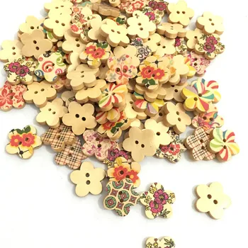 50 Adet DIY ahşap düğmeler 17 mm güzellik çiçek şekli DIY dikiş elbise düğmesi zanaat scrapbooking dikiş 7NK182