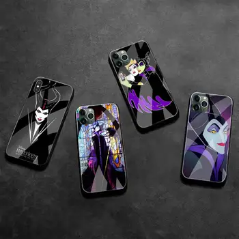 Maleficent Cadı Telefon Kılıfı Temperli Cam iPhone 13 12 Mini 11 Pro XR XS MAX 8X7 Artı SE 2020 kapak