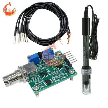 PH4502C Sıvı PH Değeri Algılama Algılama Sensörü Modülü İzleme Kontrol Test Modülü + BNC PH Elektrot Probu + DS18B20 Kablo