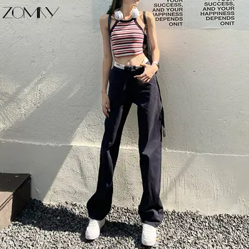 ZOMRY Yeni Moda 2023 Bahar Pamuk Kaflı İki Aşınma Gevşek kadın Kot Rahat Streetwear Amerikan Tarzı Kore Versiyonu