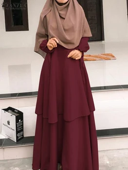 Müslüman Kadınlar İçin Başörtüsü Elbise Abaya ZANZEA Yeni Gelenler Dubai Abayas Katı Uzun Kollu Elbiseler Türkiye Kaftan Ramazan Vestidos