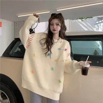 TWOTWINSTYLE Kore Moda Kazak Kadınlar Için V Boyun Uzun Kollu Patchwork Colorblock Örgü Kazaklar Kadın Bahar Giyim satın almak online | Kadın giyim / Birebiregitim.com.tr 11