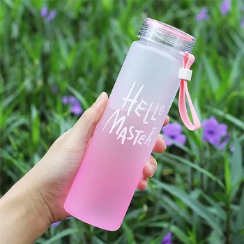 500 ml Yeni Buzlu Plastik Su Şişesi Taşınabilir Renk Degrade Şişe Meyve Suyu sızdırmaz Açık Spor Seyahat Kamp şişe